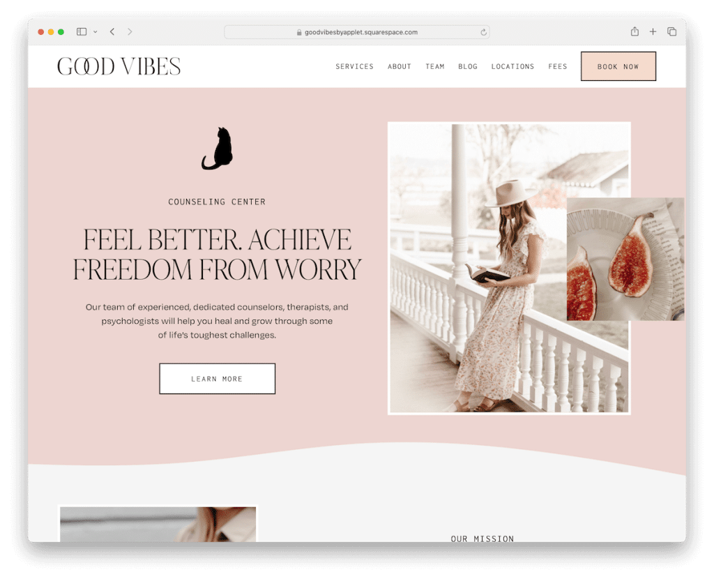 good vibes squarespace parallax template