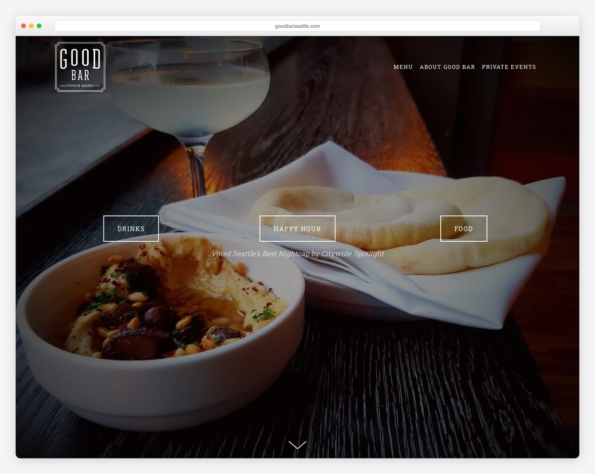 good bar website example