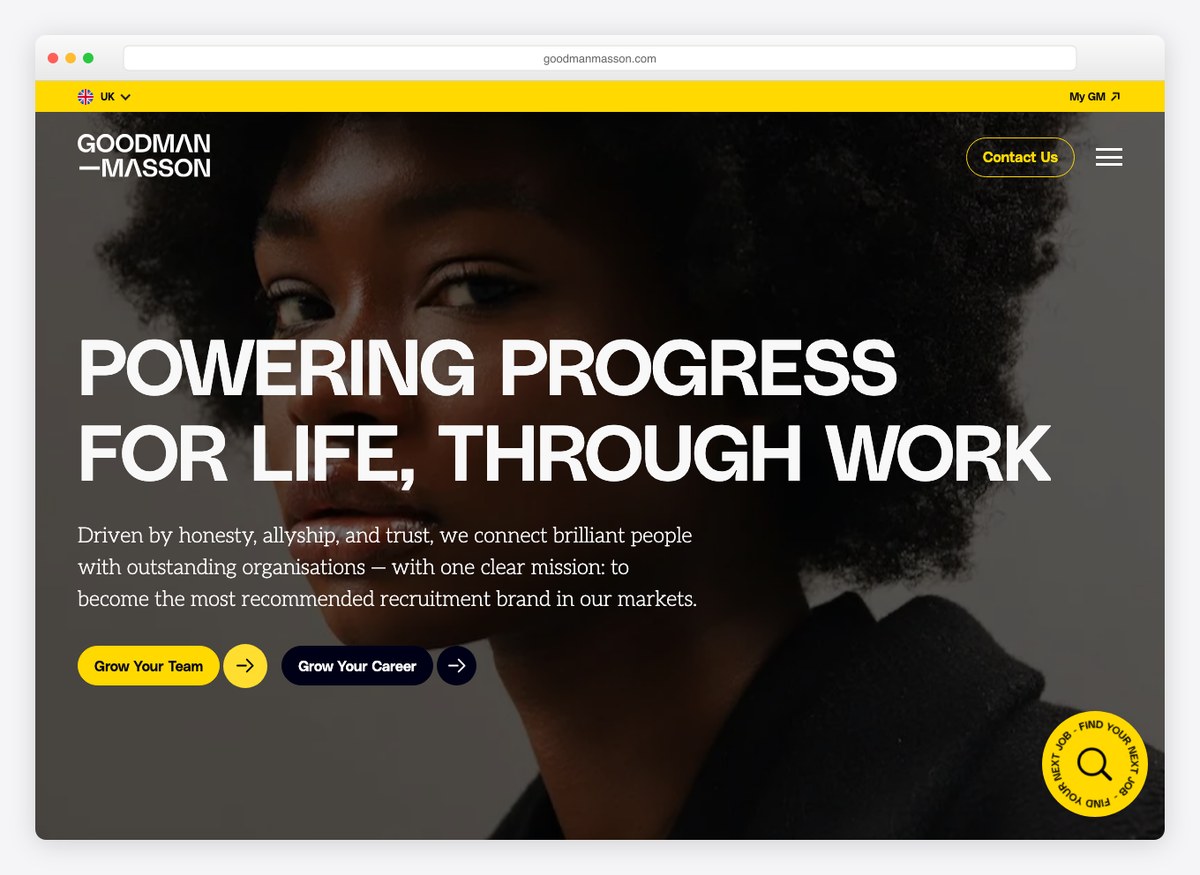 Goodman Masson recruitment website homepage