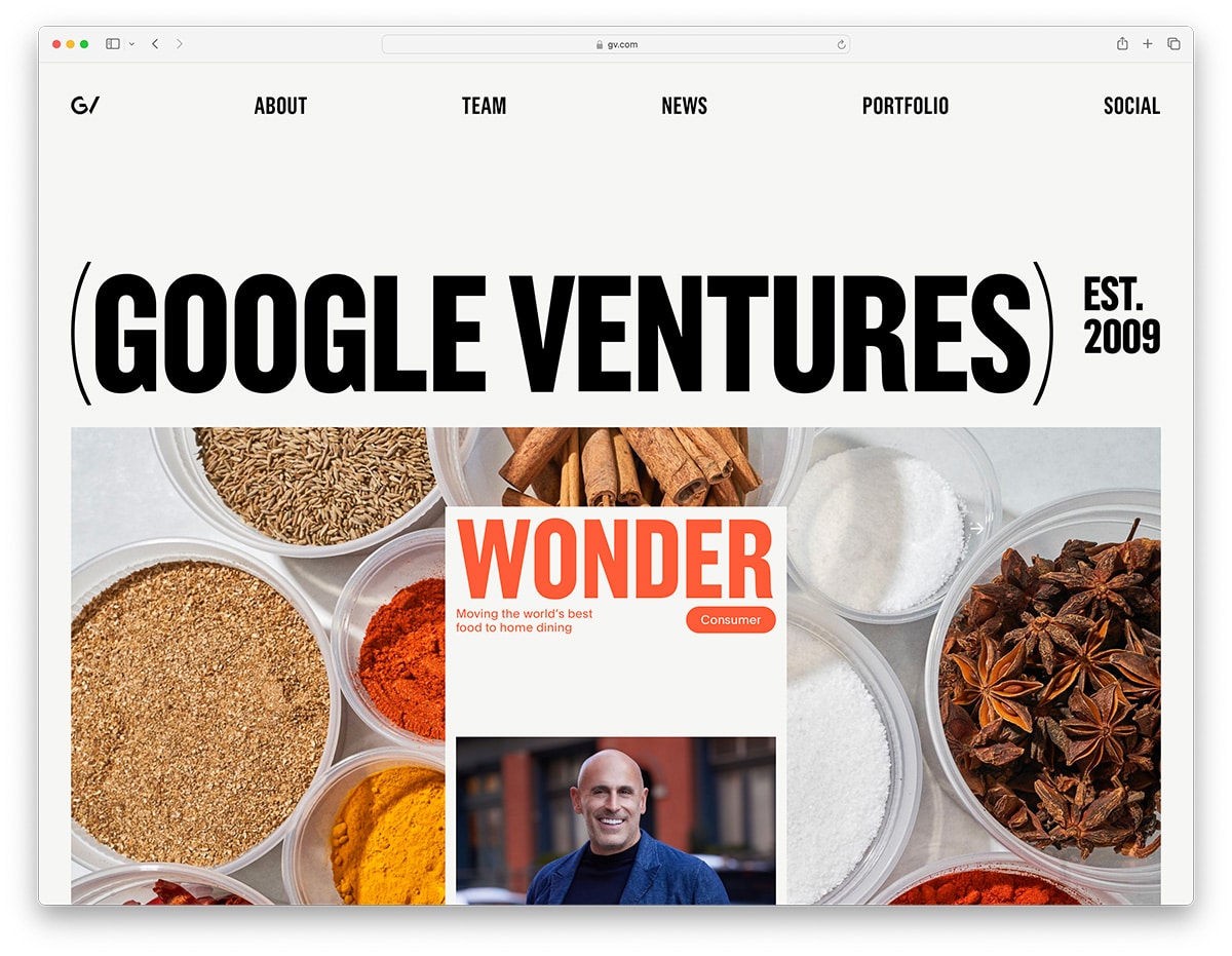 Google Ventures website made with WordPress