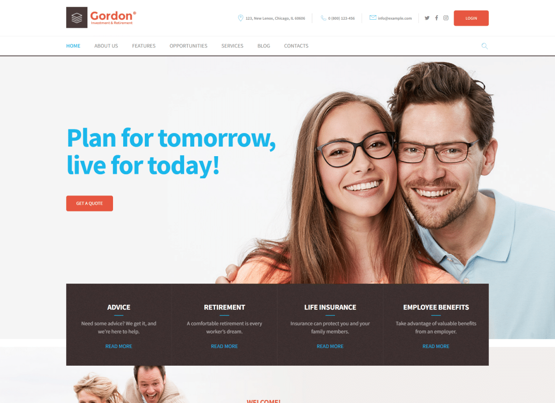 Gordon - Investments & Insurance Company WordPress Theme