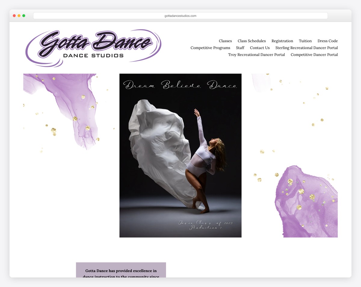 gotta dance studios website example