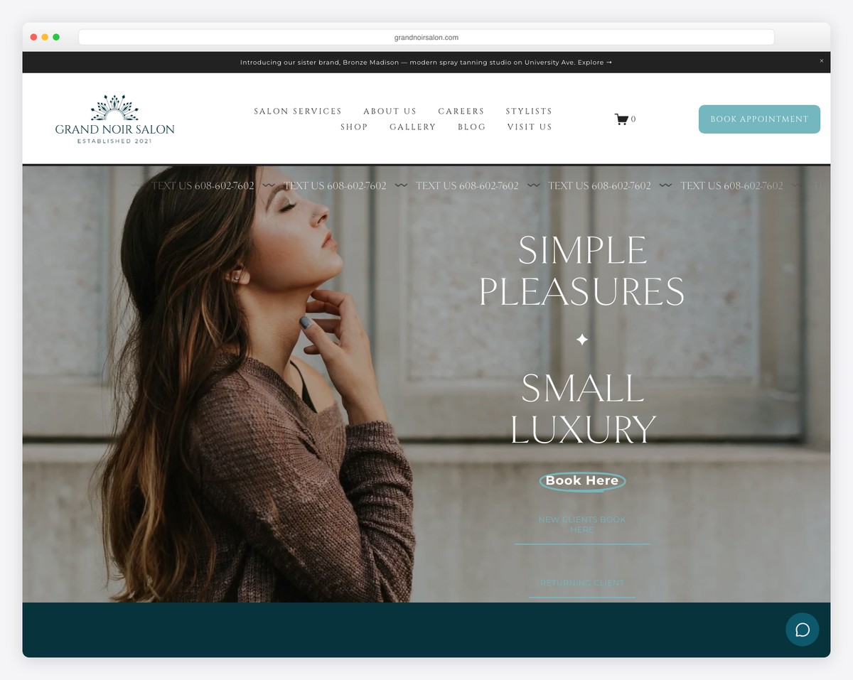 grand noir salon website example