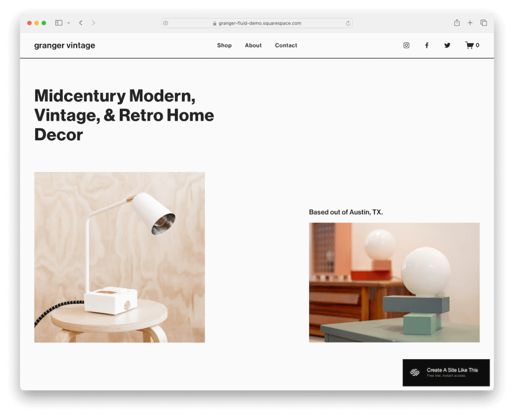 granger squarespace interior design template