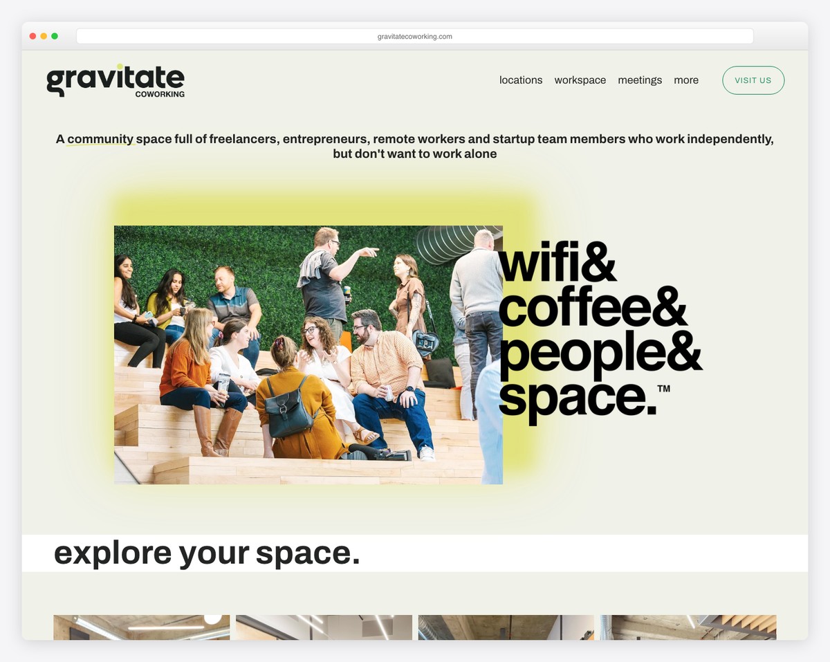 gravitate coworking website example