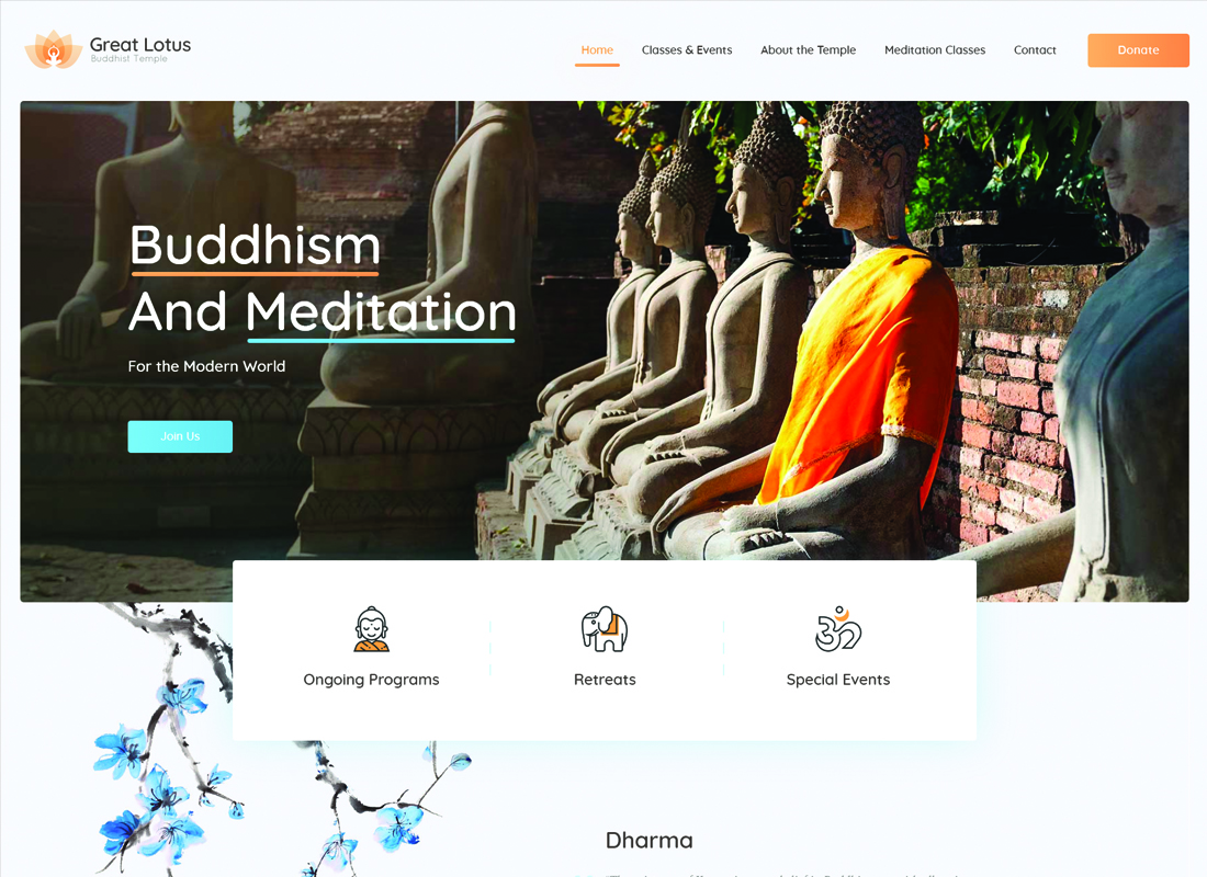Great Lotus - Buddhist Temple WordPress Theme
