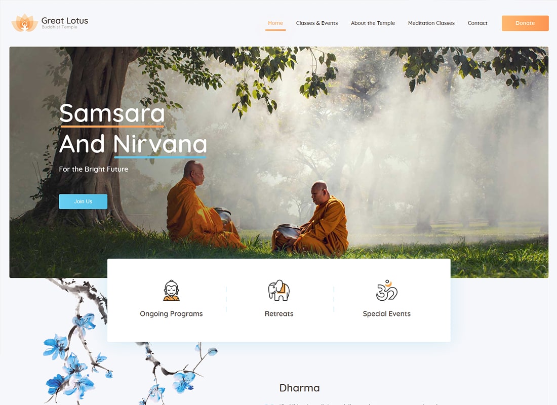 Great Lotus | Buddhist Temple WordPress Theme