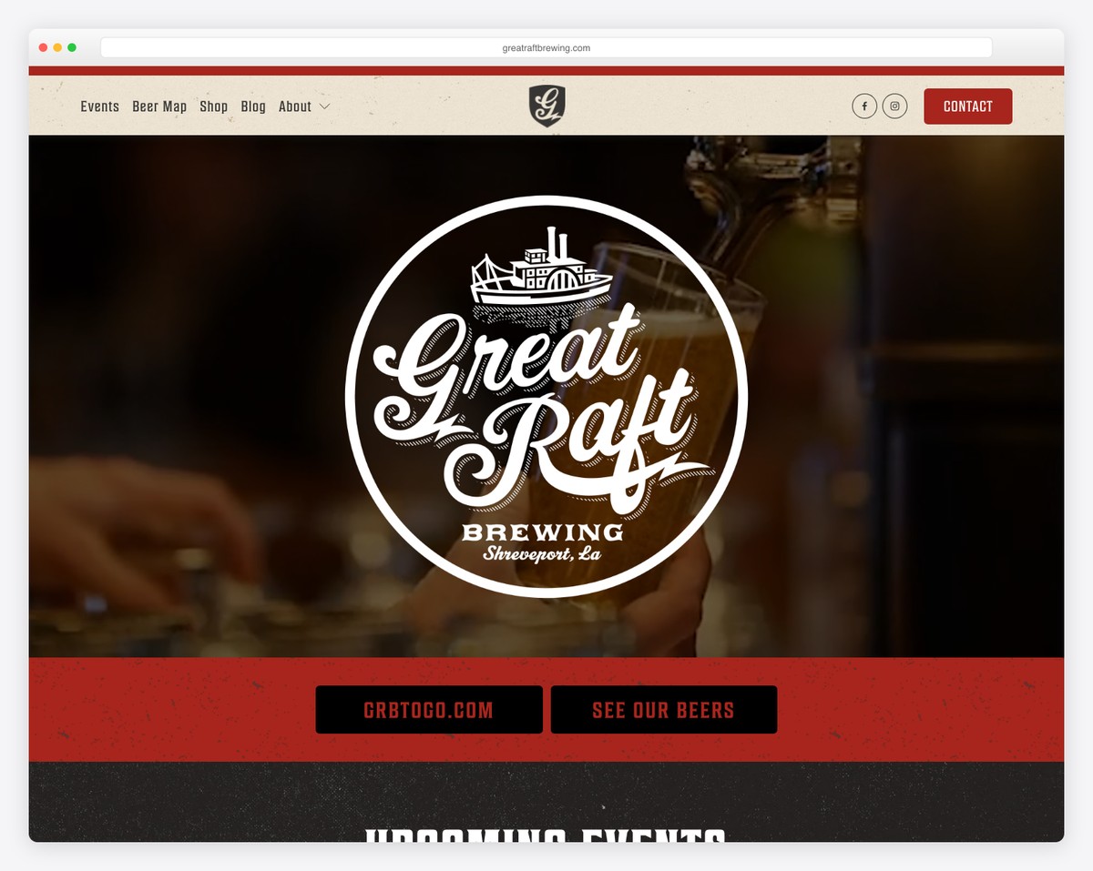 great raft brewing website example