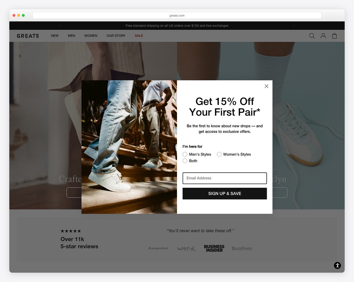 greats shoe website design example