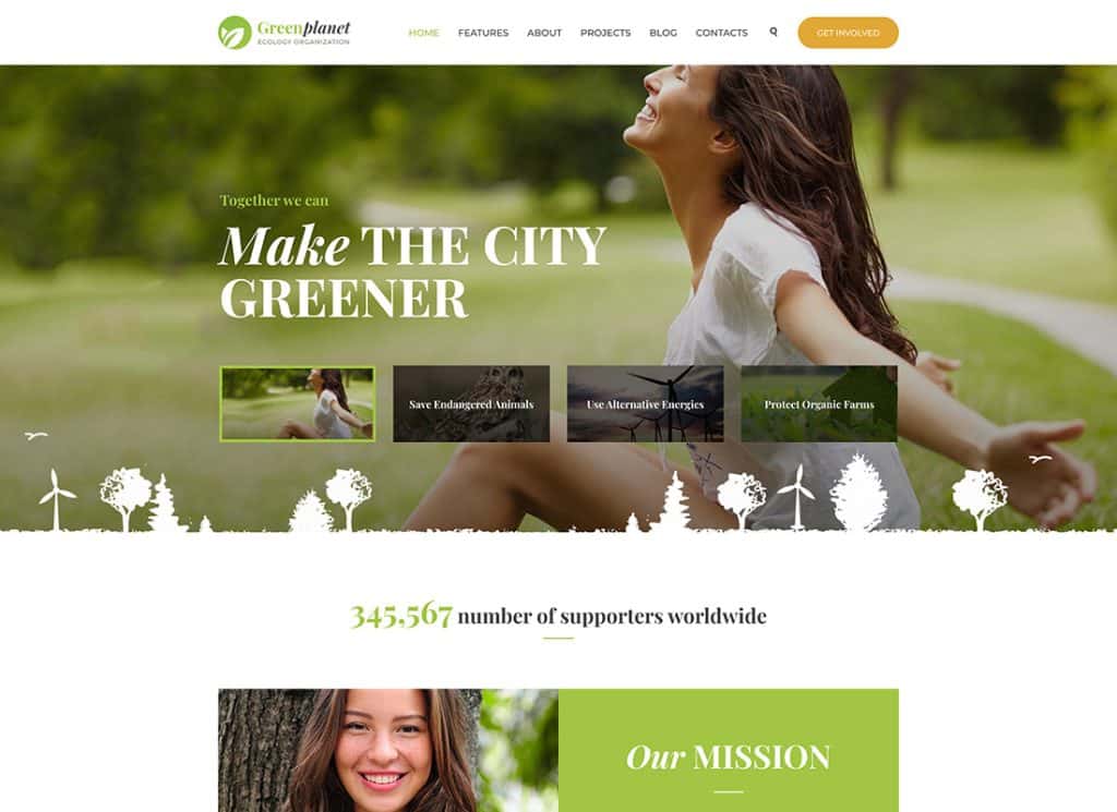 Green Planet - Environmental Non-Profit Organization WordPress Theme