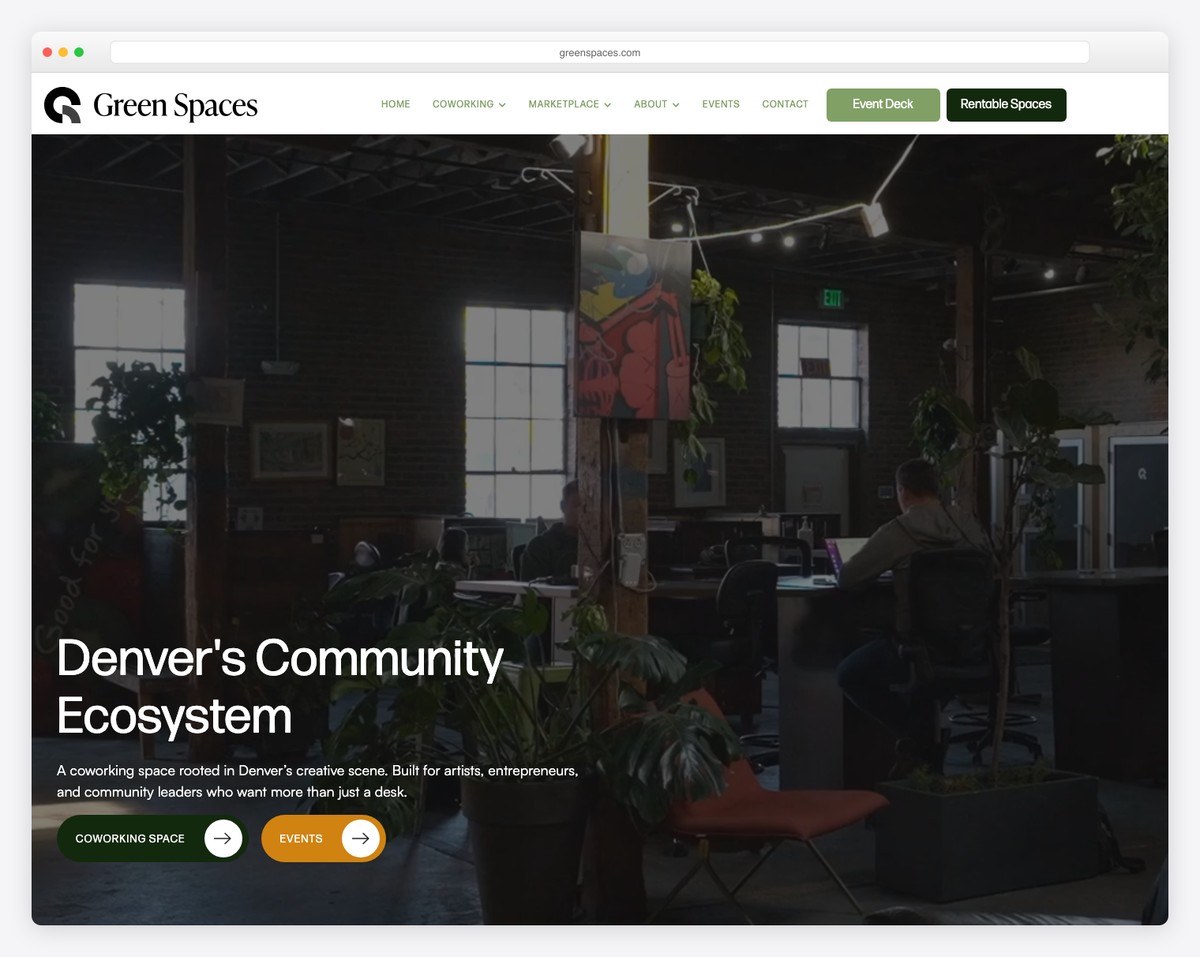 green spaces website example