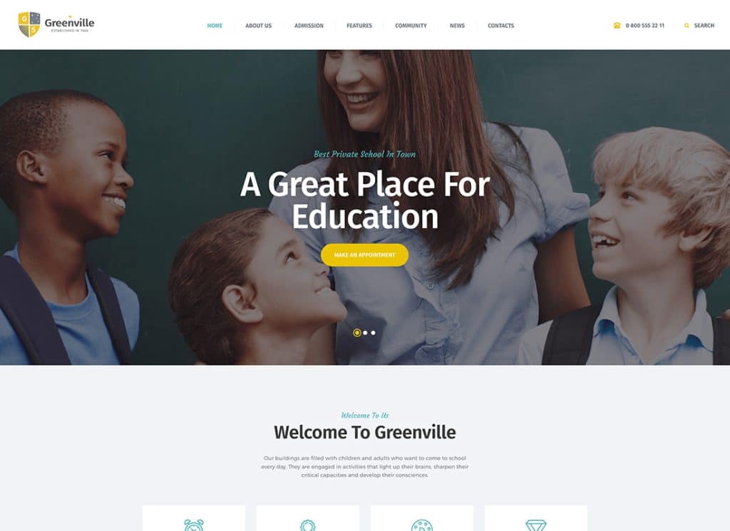 Greenville - Private School & University Education WordPress Theme