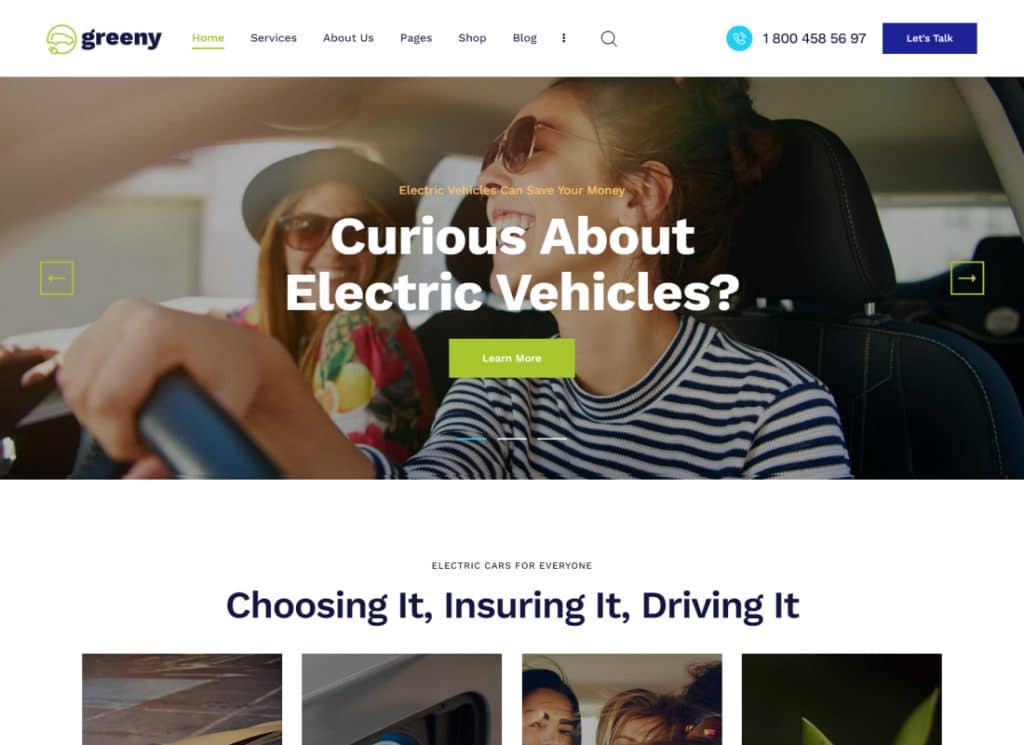Greeny | Electric Car Dealership WordPress Theme