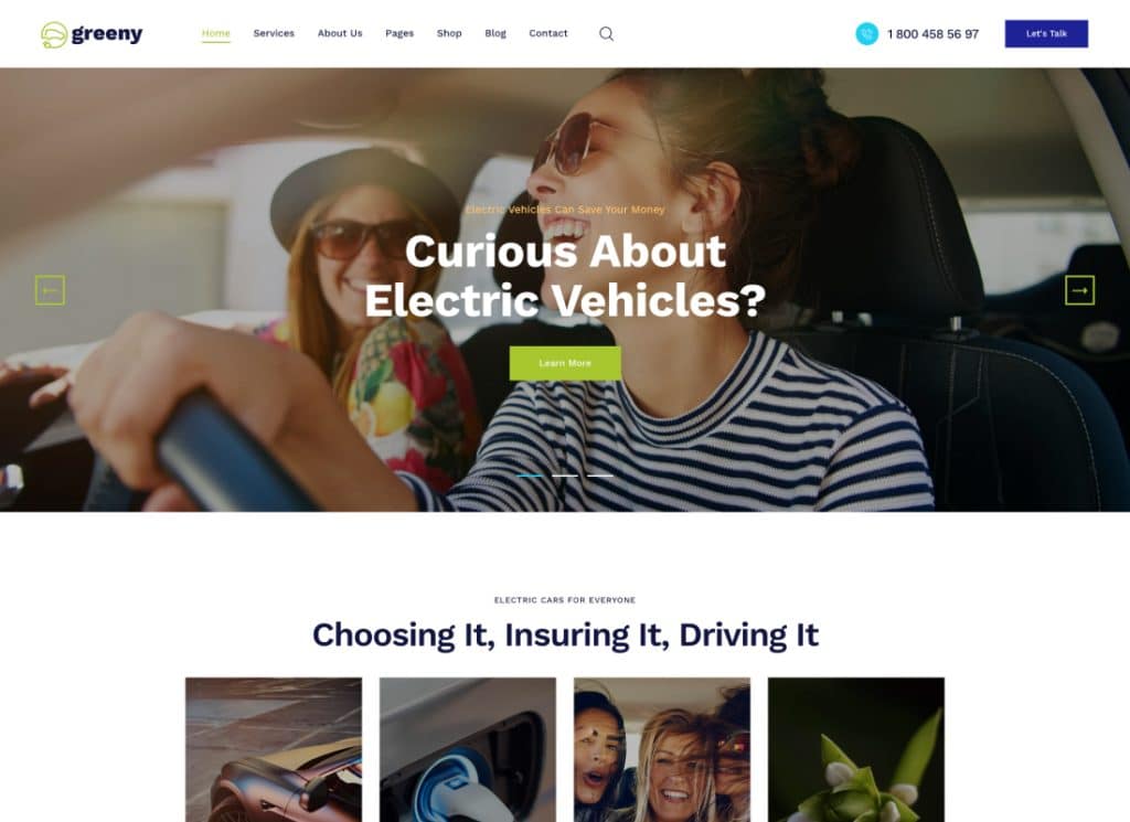 Greeny - Electric Car Dealership WordPress Theme
