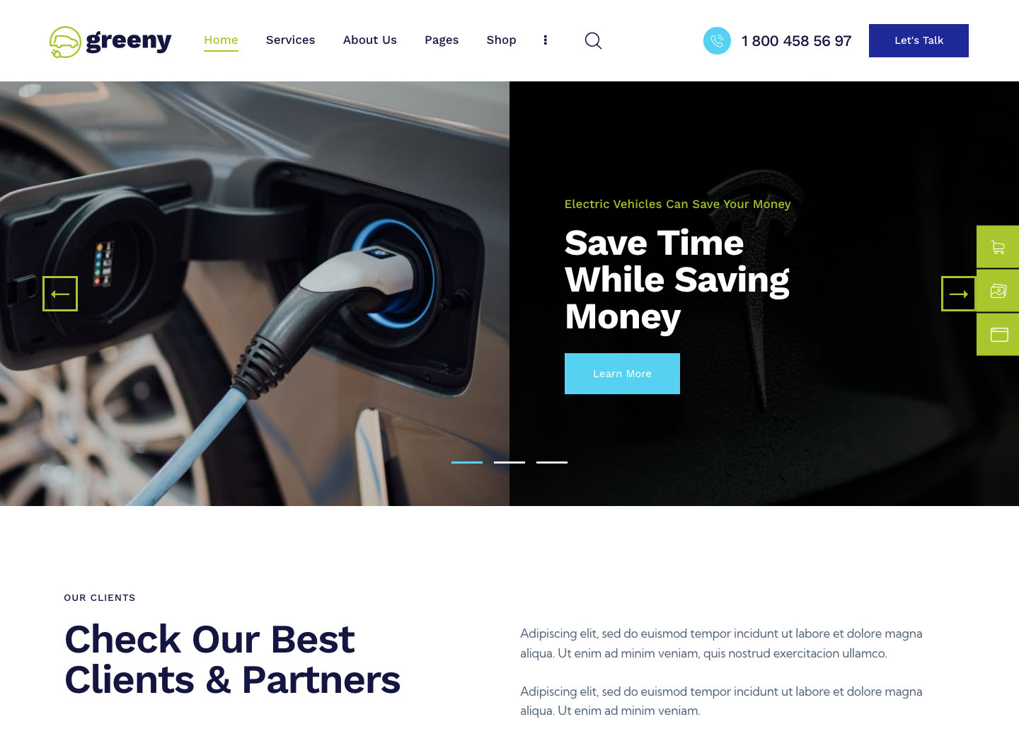 The Greeny - Electric Car Dealership WordPress Theme