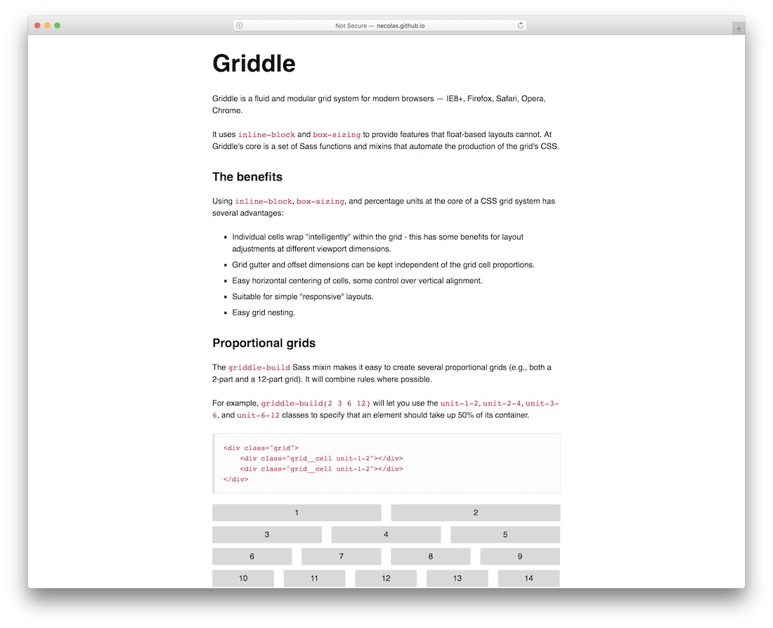 griddle html5 css3 grid framework