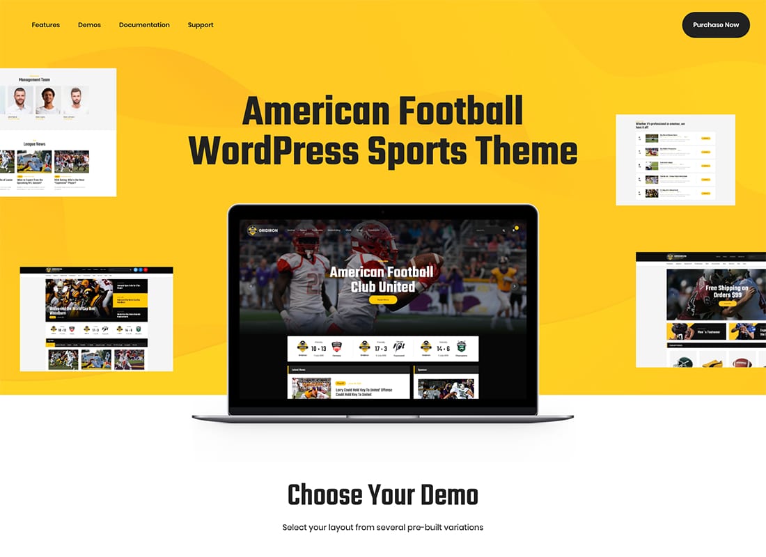 Gridiron | American Football & NFL Superbowl Team WordPress Theme
