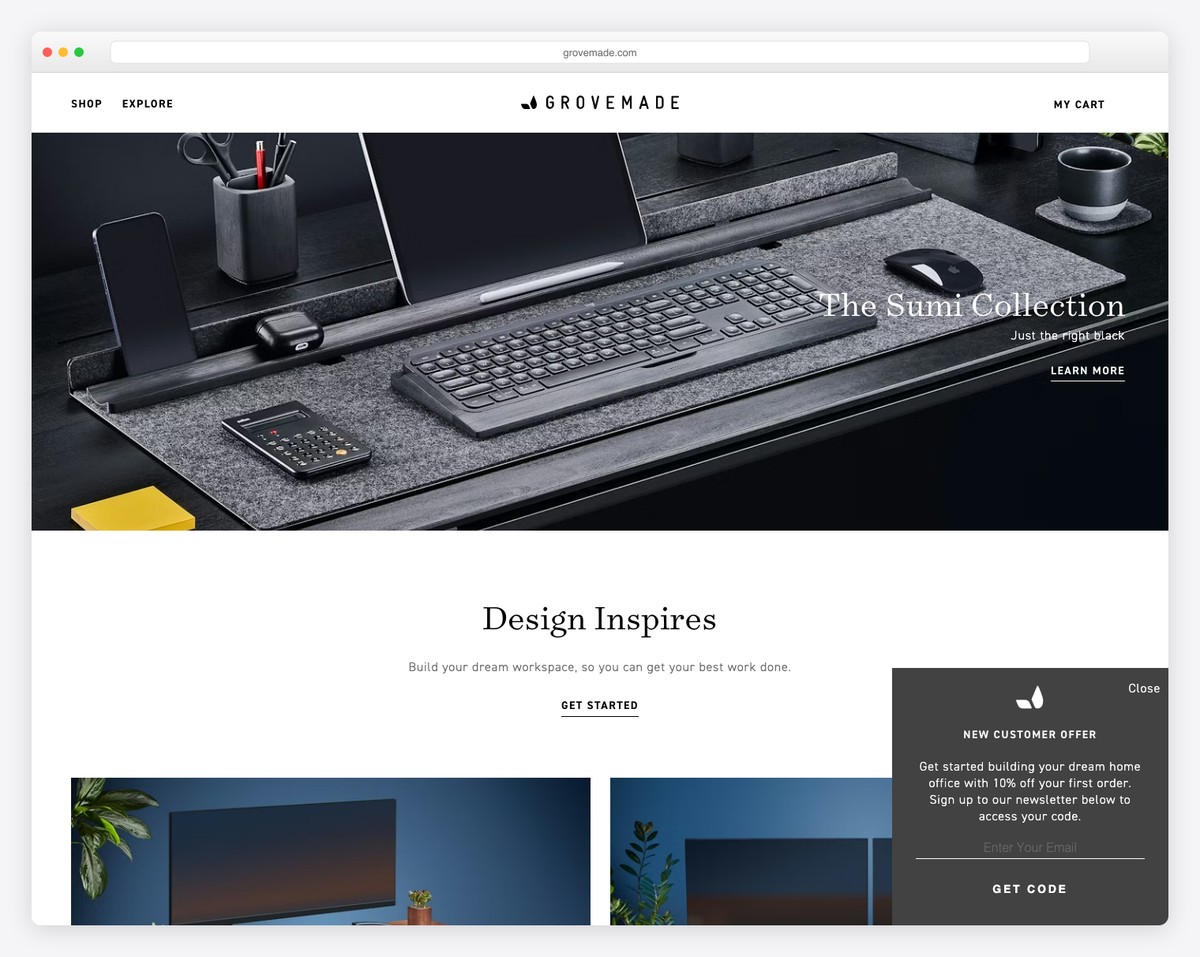 grovemade business website example