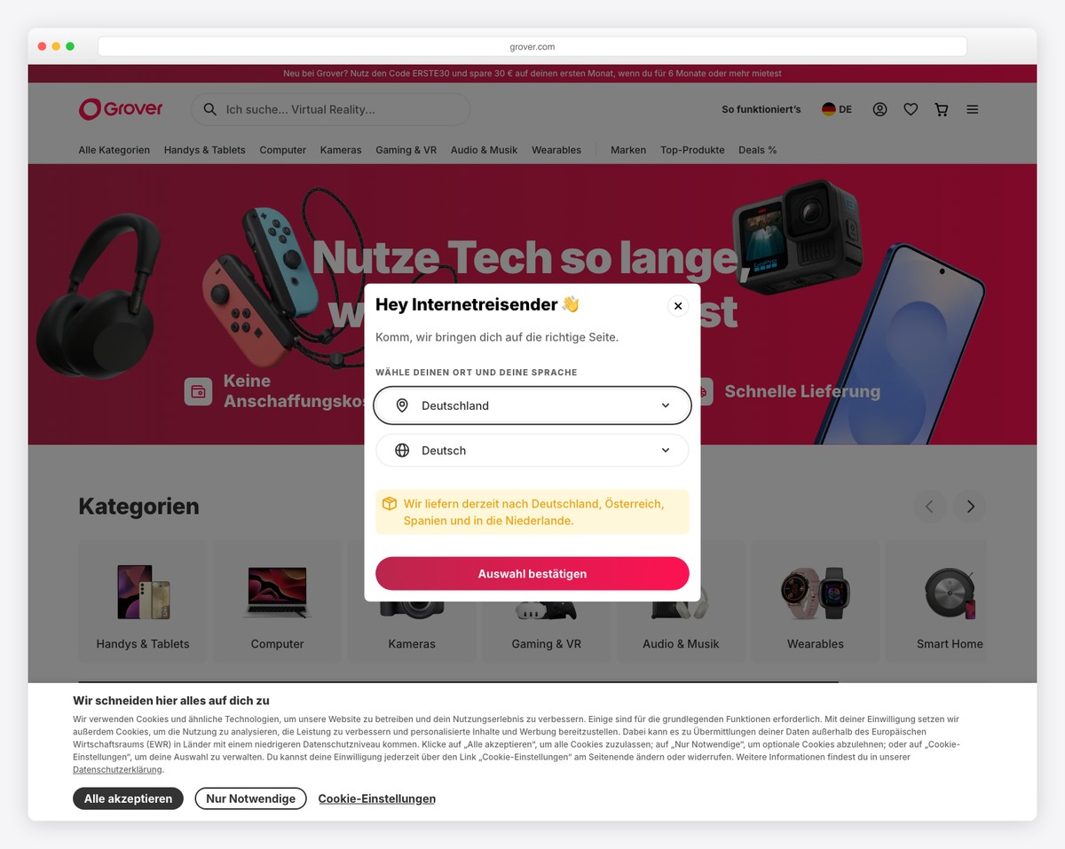 grover node js website example