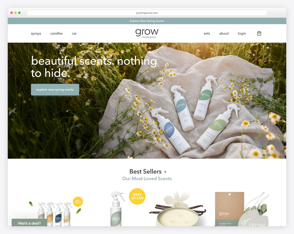grow fragrance website example
