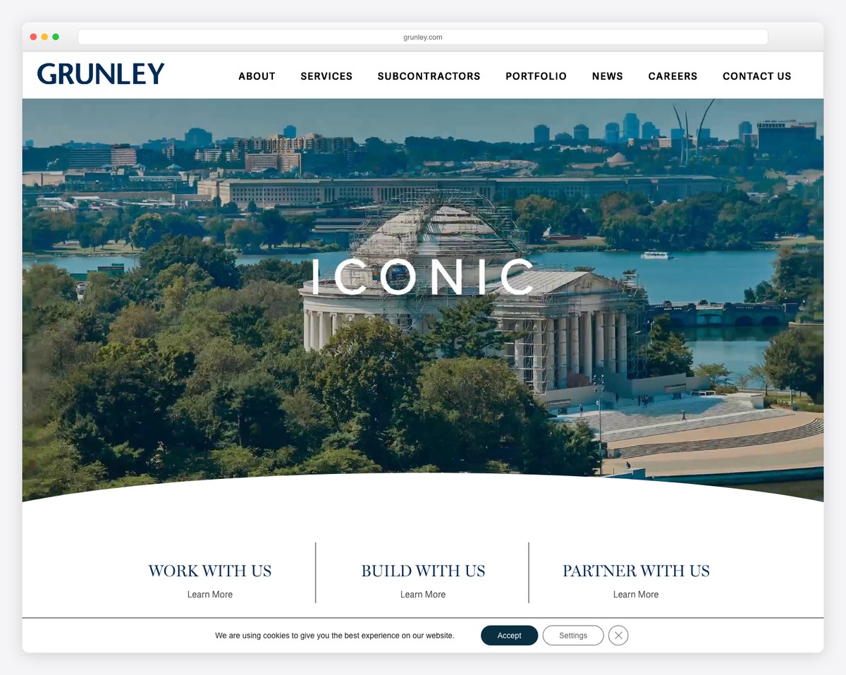 grunley construction website example