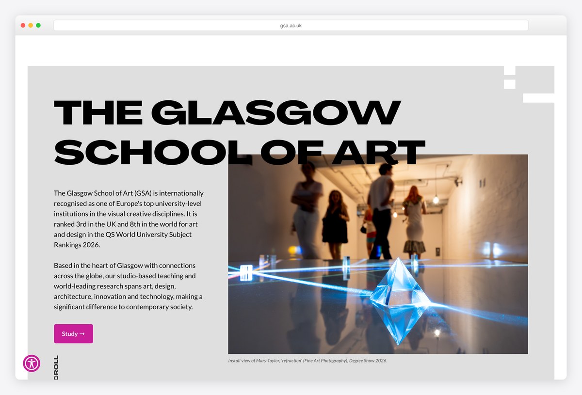 The Glasgow School of Art homepage design
