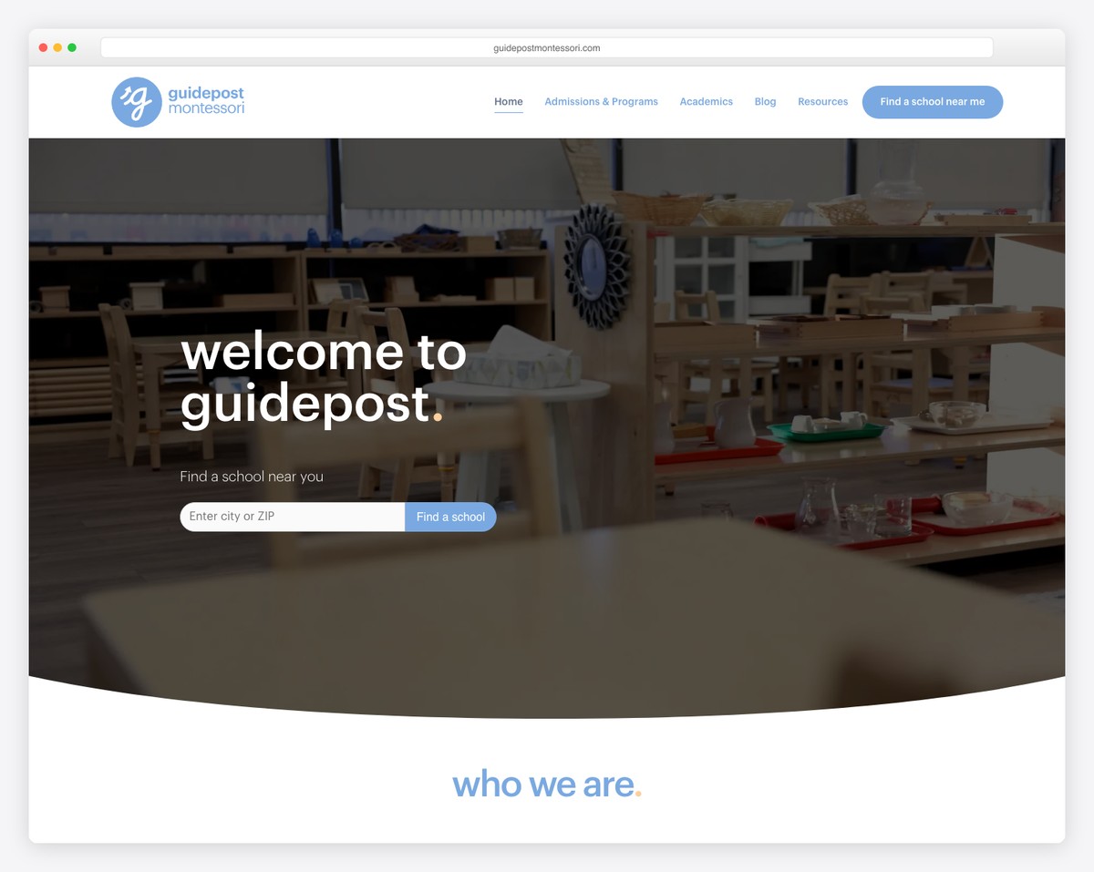guidepost montessori website example