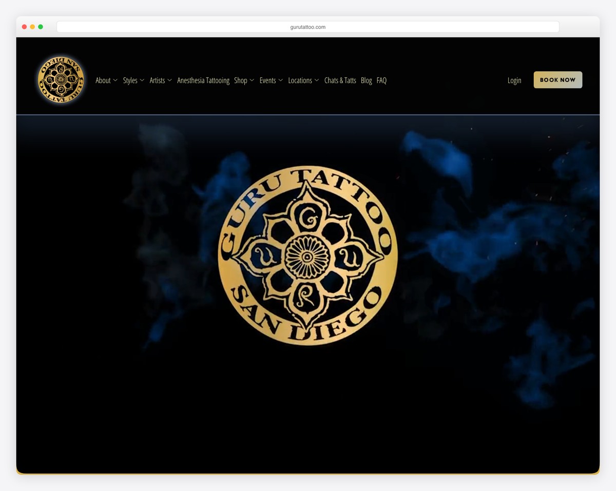 guru tattoo website example