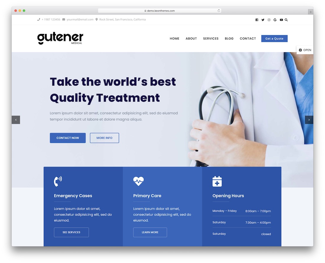 gutener medical free wordpress theme