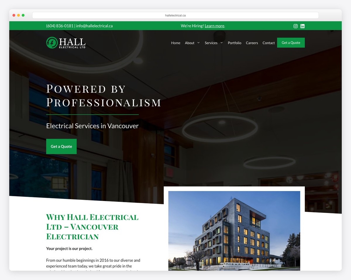 Hall Electrical website design