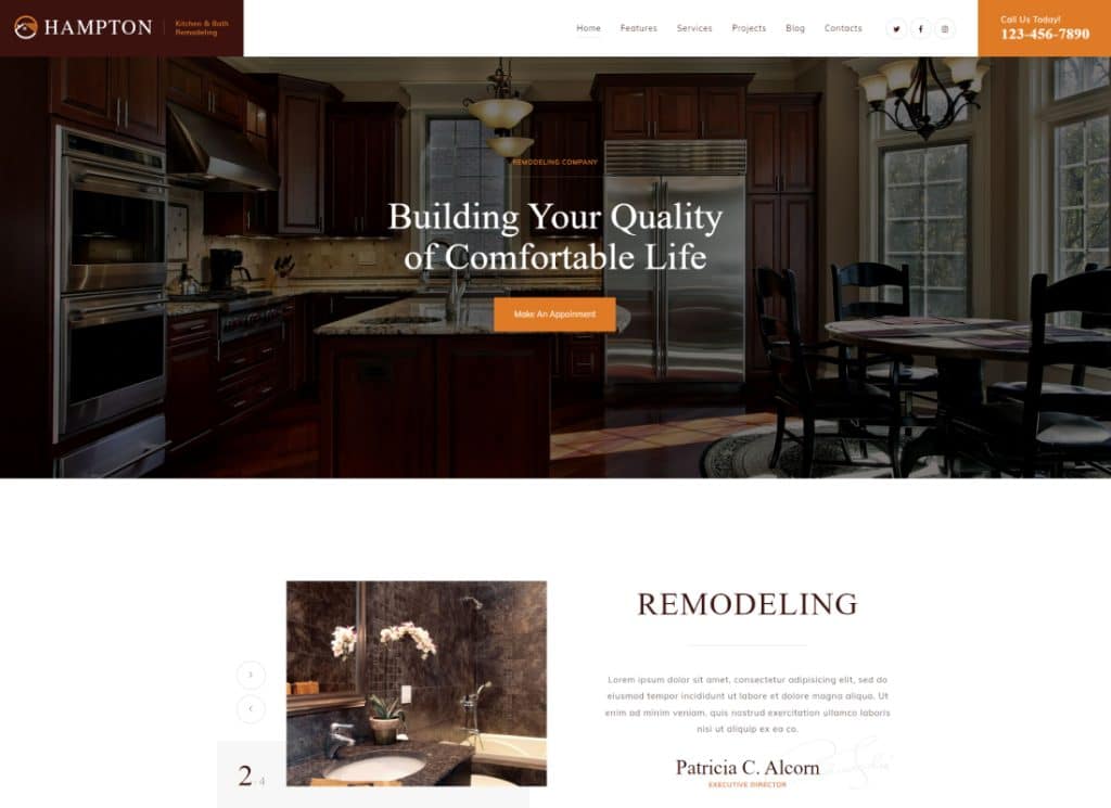 Hampton - Home Design and Renovation WordPress Theme
