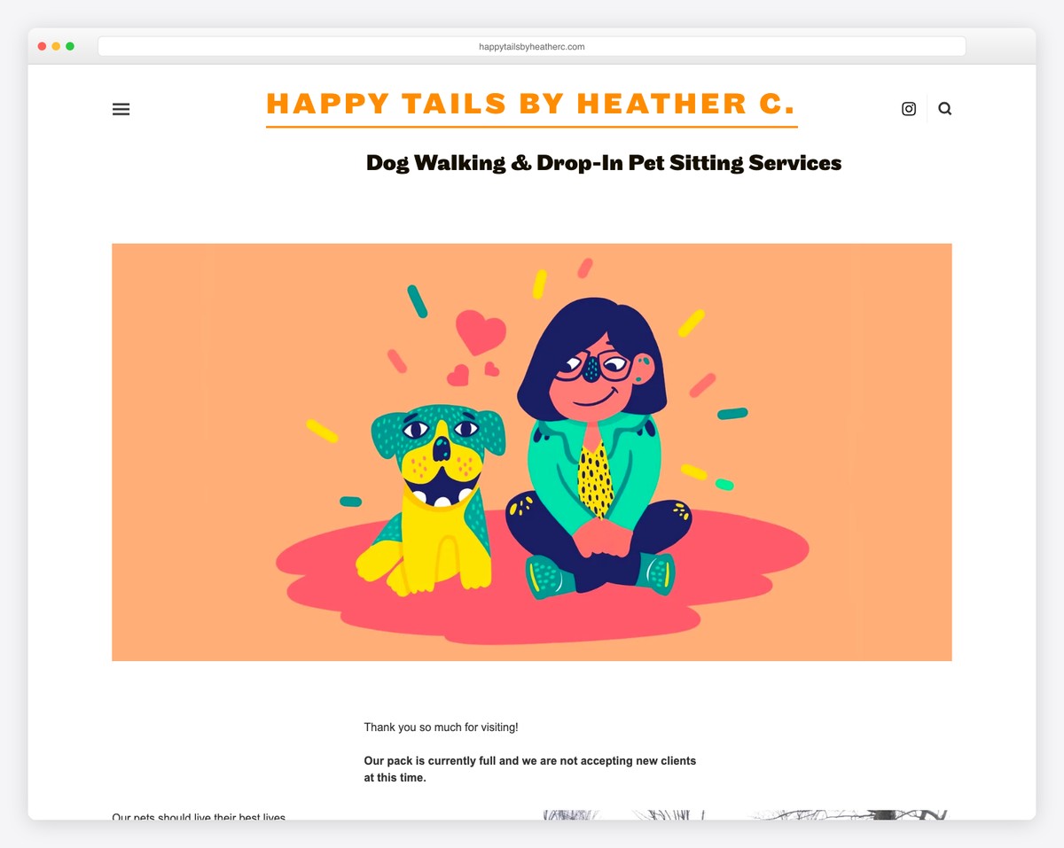 happy tails by heather c. website example