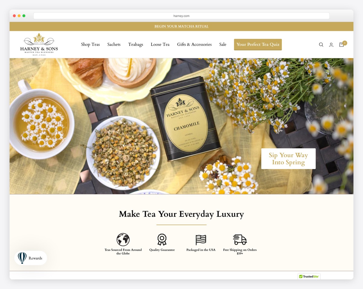 harney & sons website example