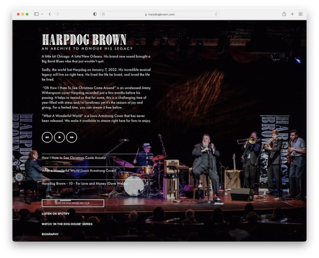 harpdog brown musician website