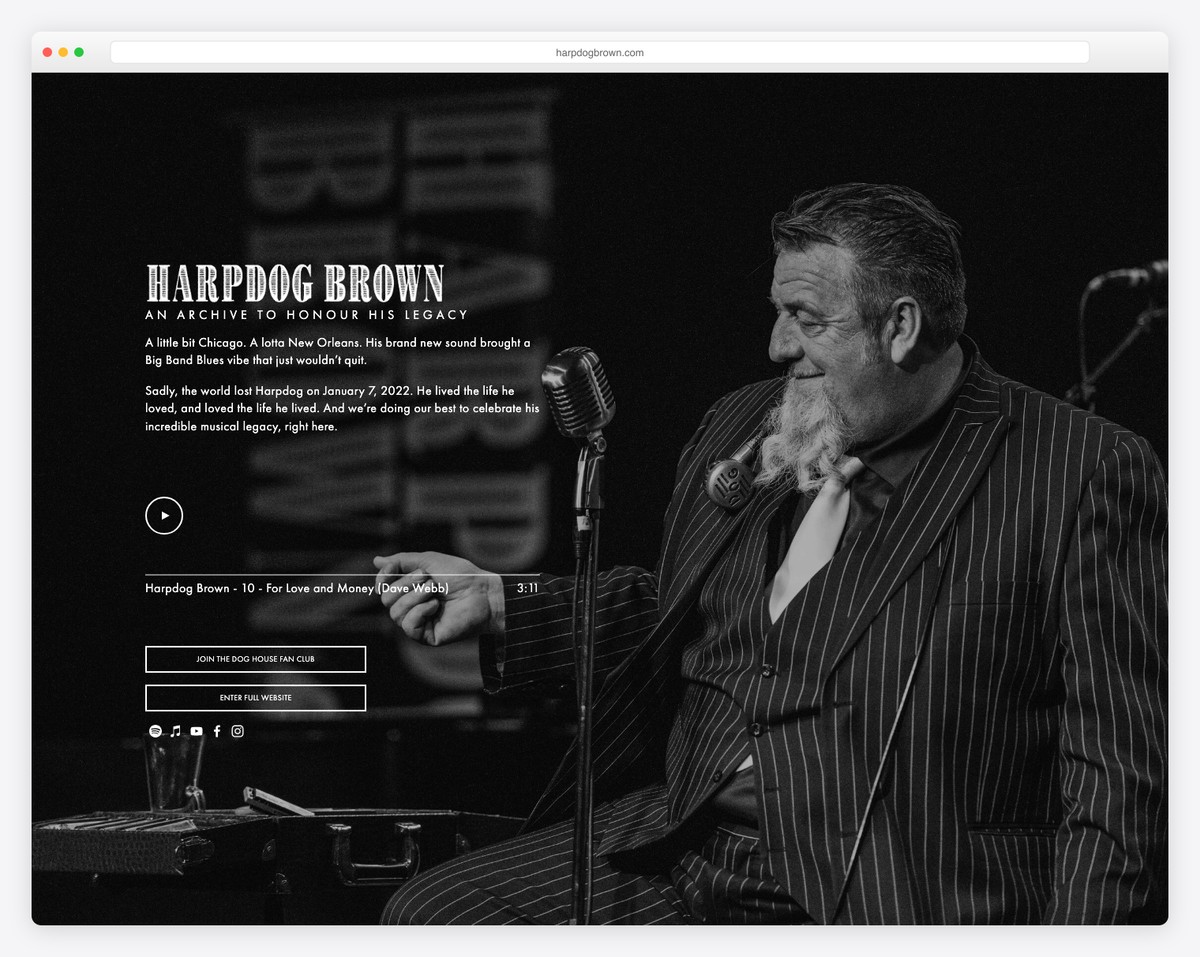 harpdog brown musician website