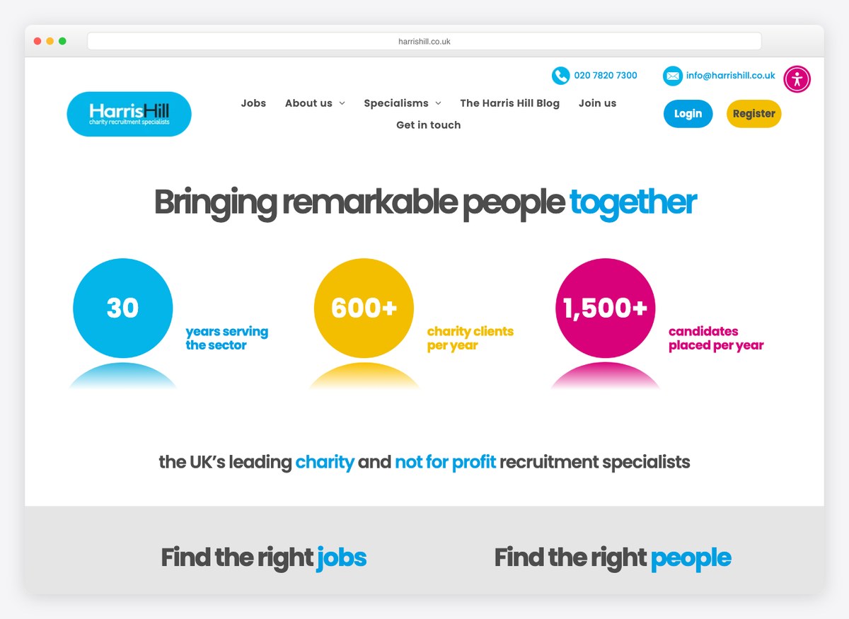 Harris Hill recruitment website homepage