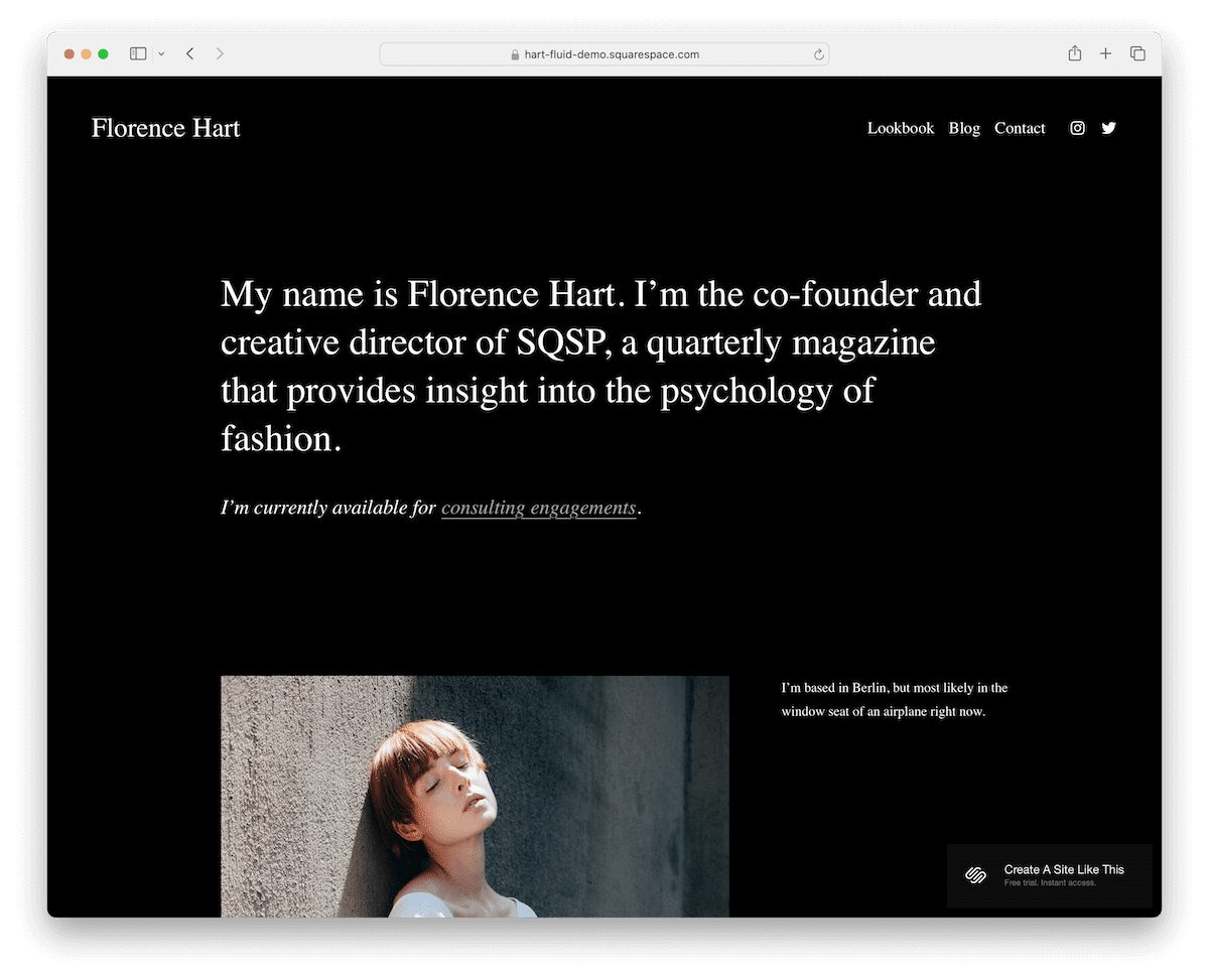 hart squarespace writer template