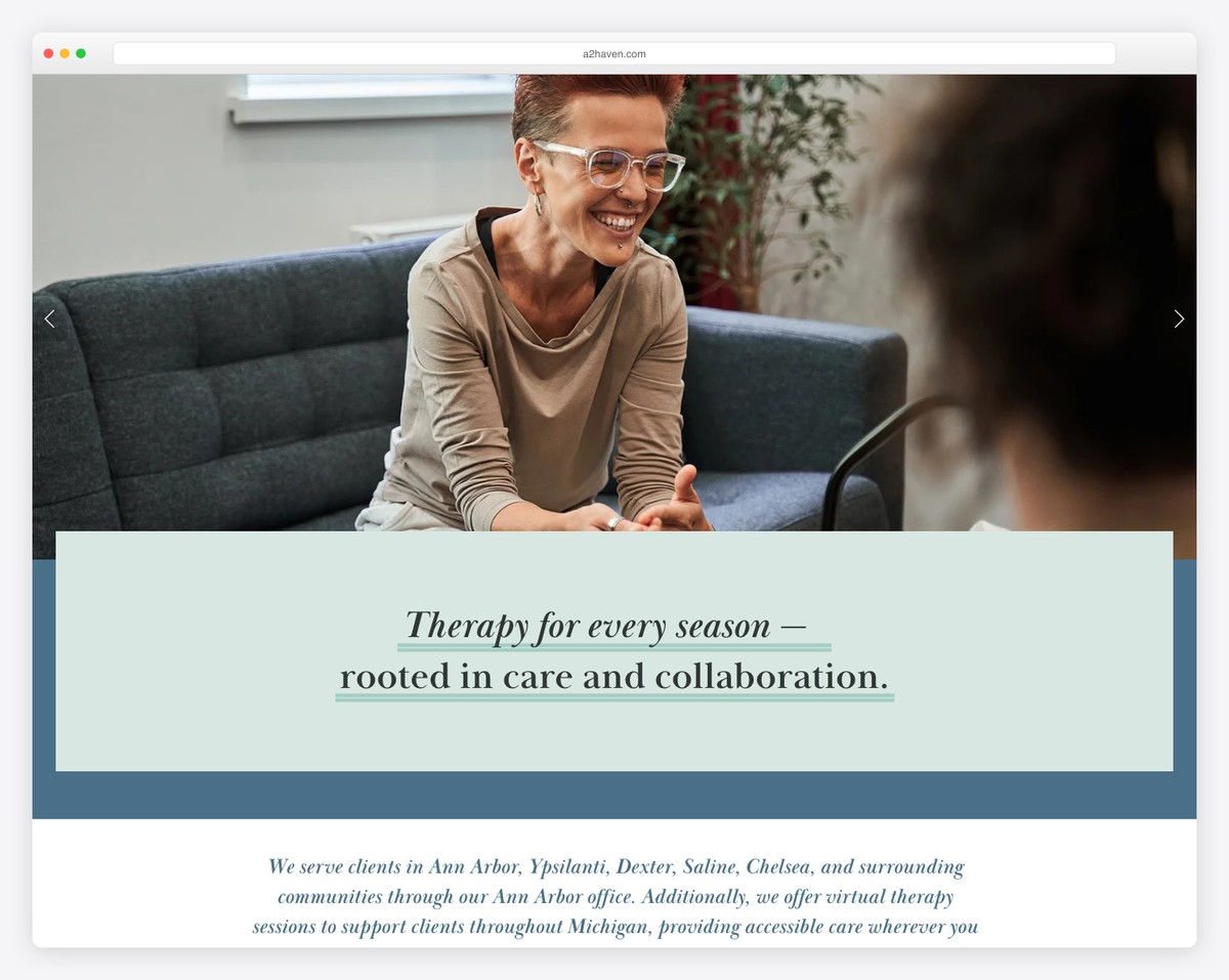 haven wellness services carrd website