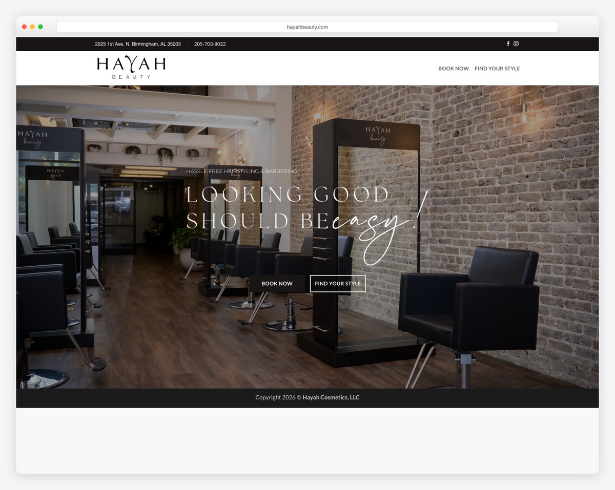 hayah beauty salon bluehost website example