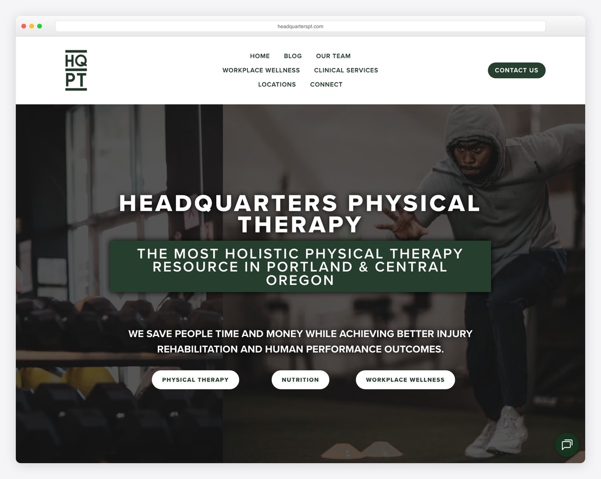 headquarters physical therapy website example