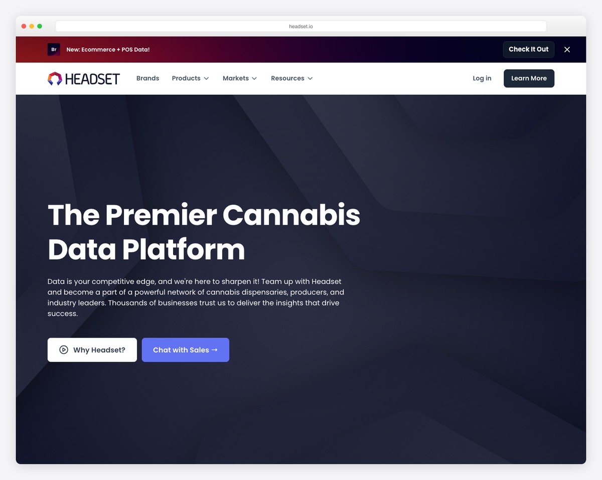 Headset cannabis analytics website