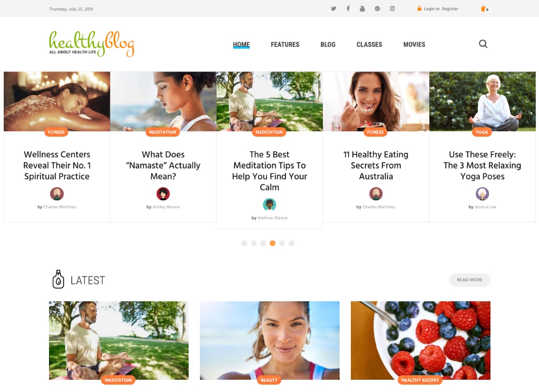 Healthy Living | Blog with Online Store WordPress Theme