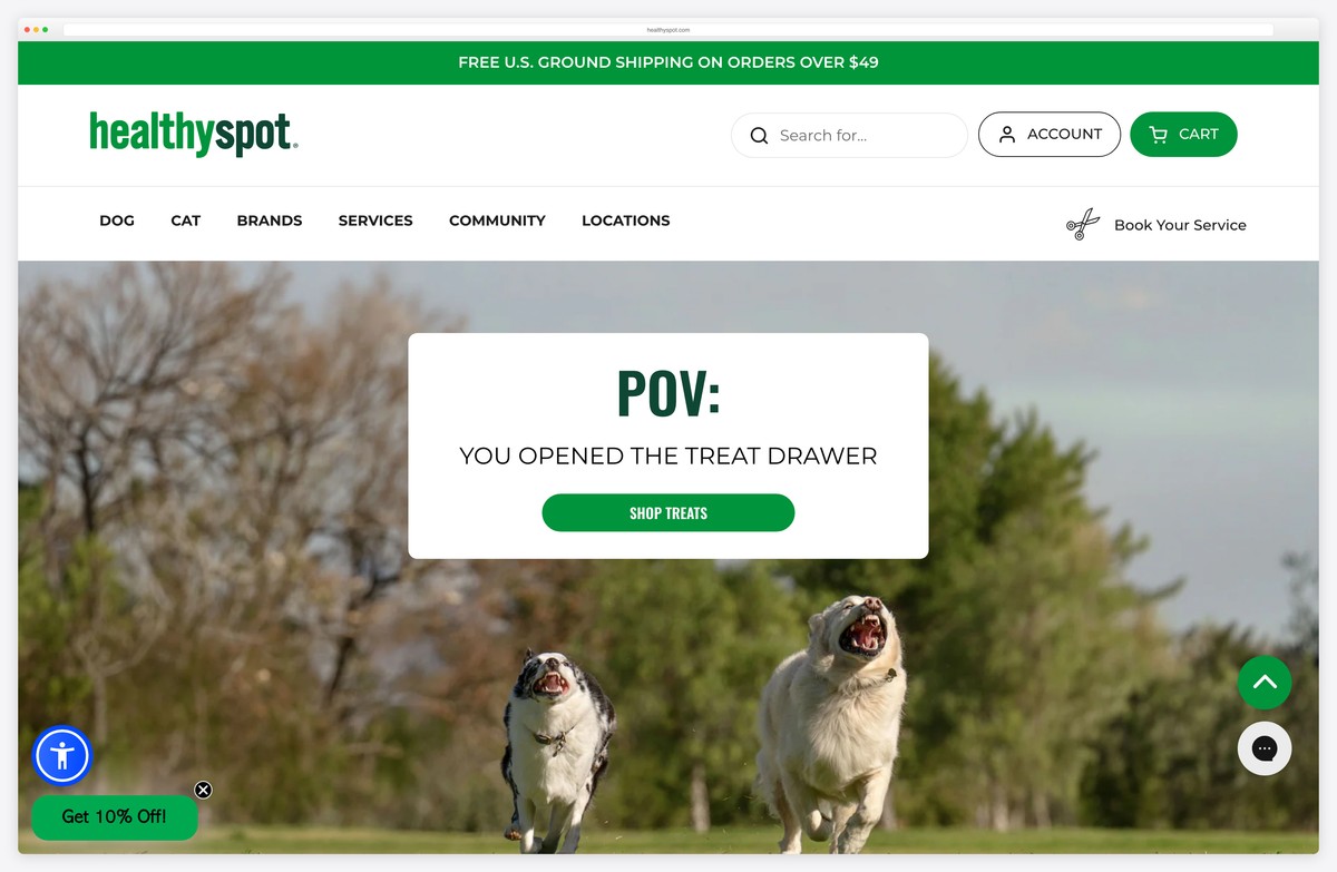 healthy spot pet grooming and wellness website example