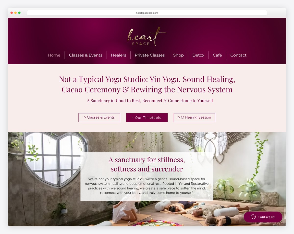 heart space bali yoga website