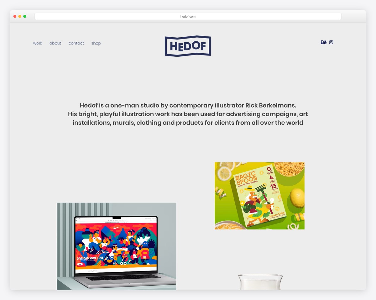 hedof wix portfolio example