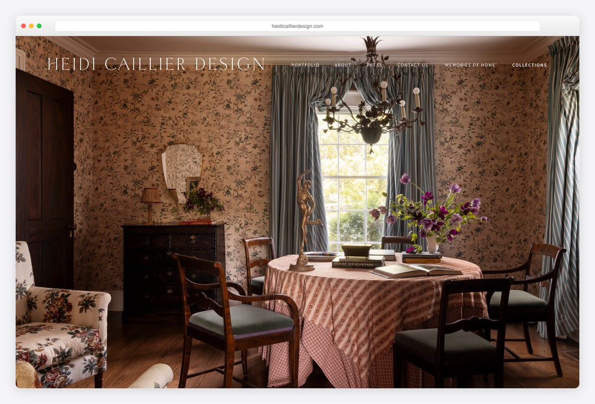 Heidi Caillier Design interior design portfolio website