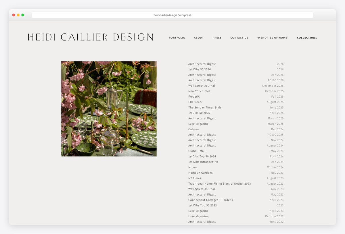 Heidi Caillier Design's Press page