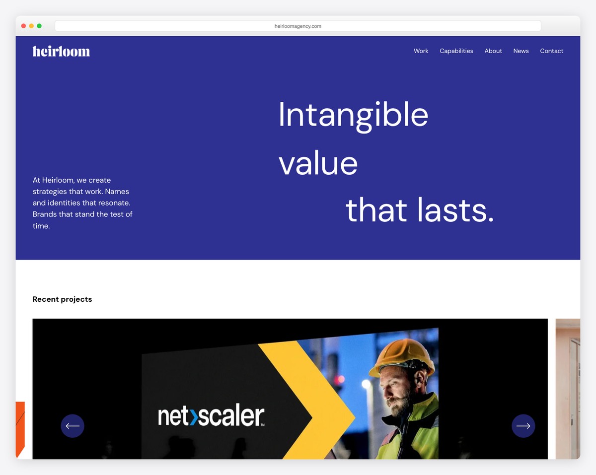 heirloom agency website example