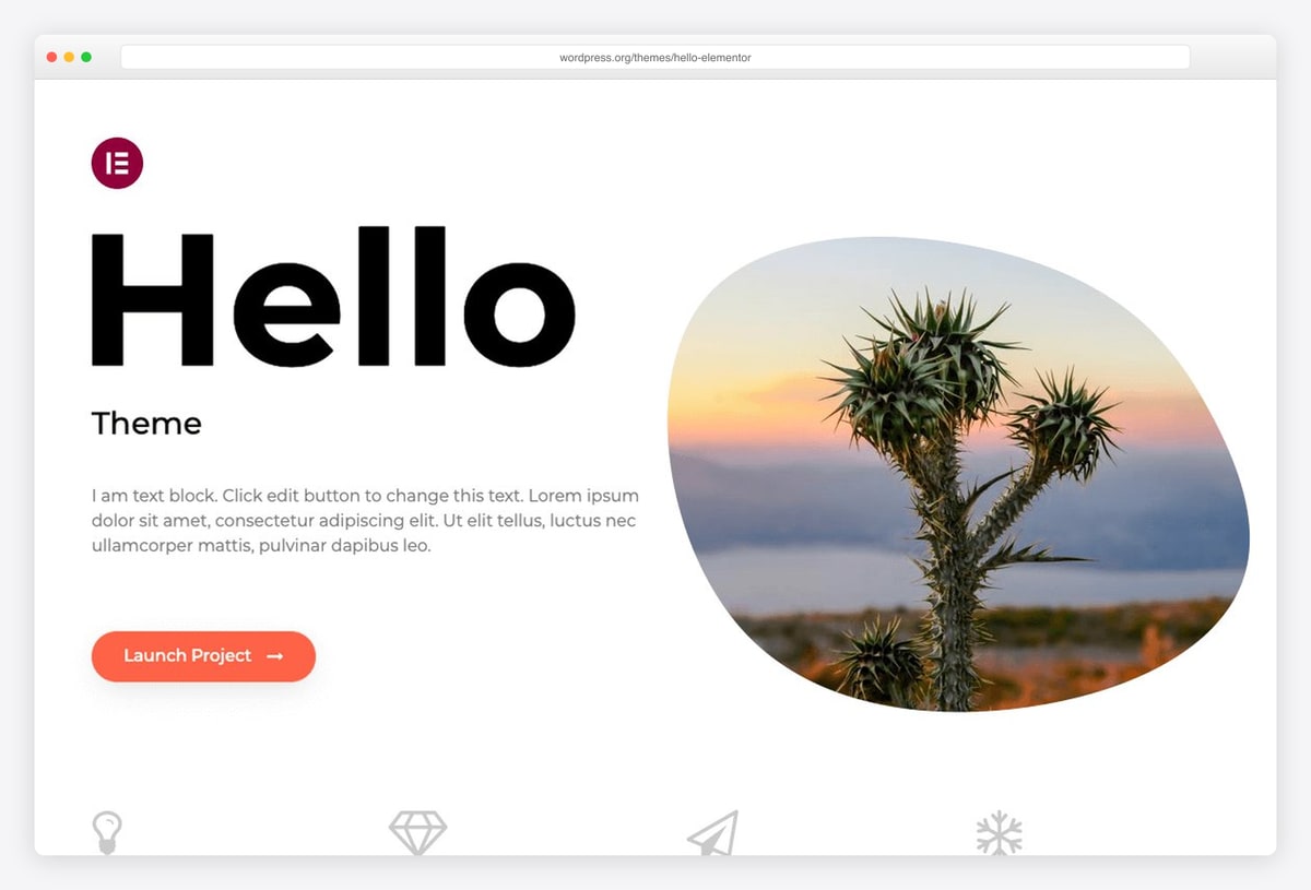 Hello Elementor minimal base WordPress theme