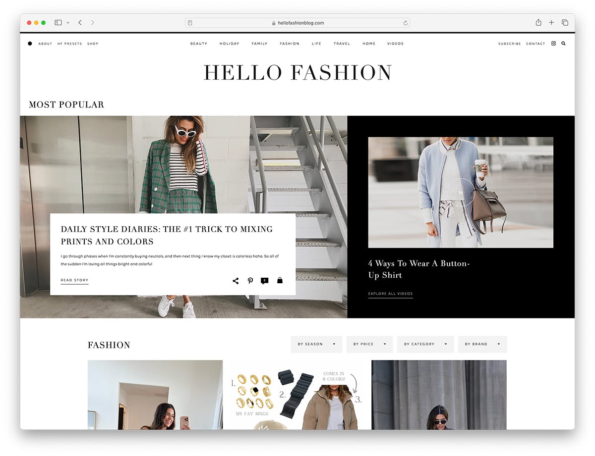 hello fashion blog - WordPress clothing blog example